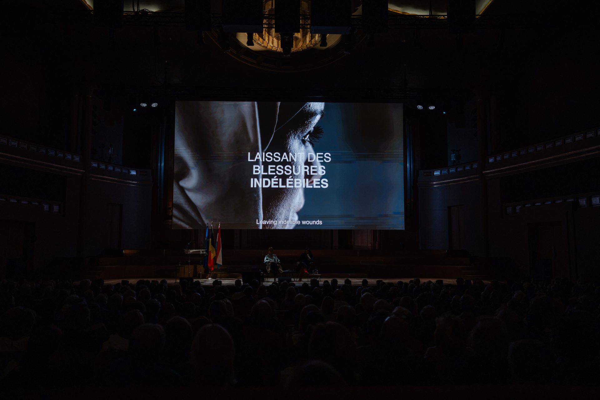 Projection pendant la conférence Stand Speak Rise Up! au Bozar